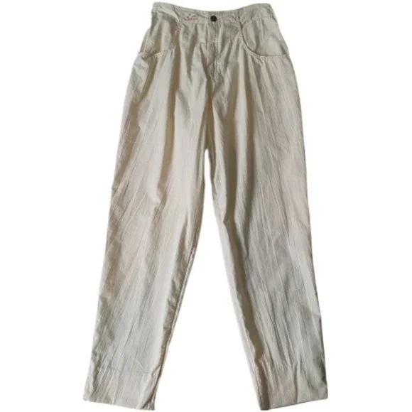 NEW Size 8 L29" Vintage High Waist Cream Speckled Trousers - Picture 1 of 10